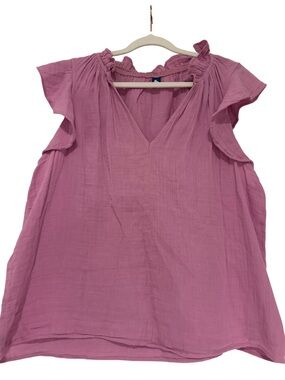 Old Navy Lilac Ruffled V-Neck Flutter Sleeve Top, L